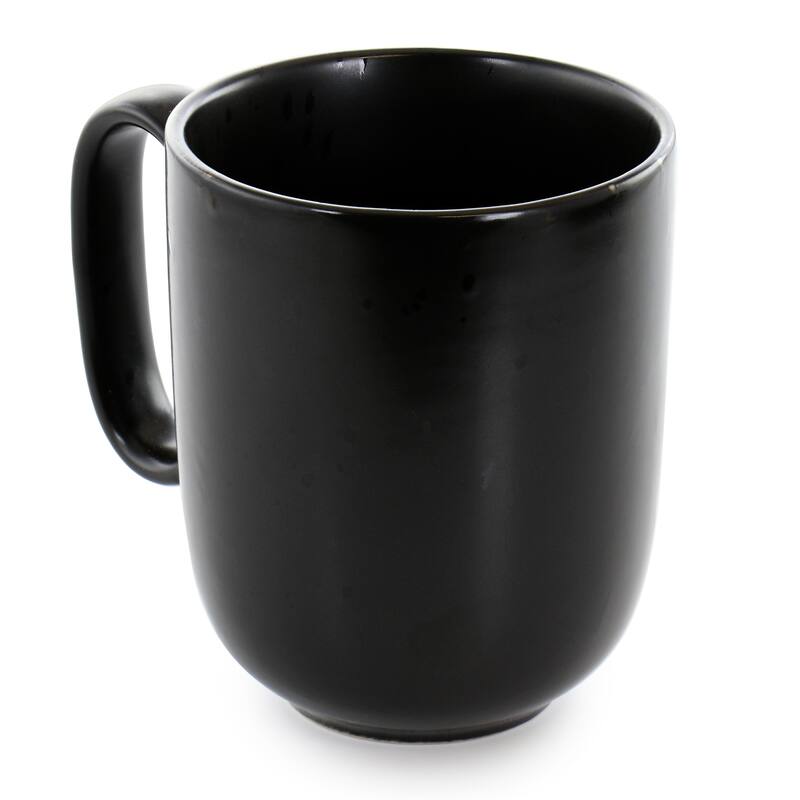 4 Piece 15 Ounce Round Stoneware Mug Set in Pepper