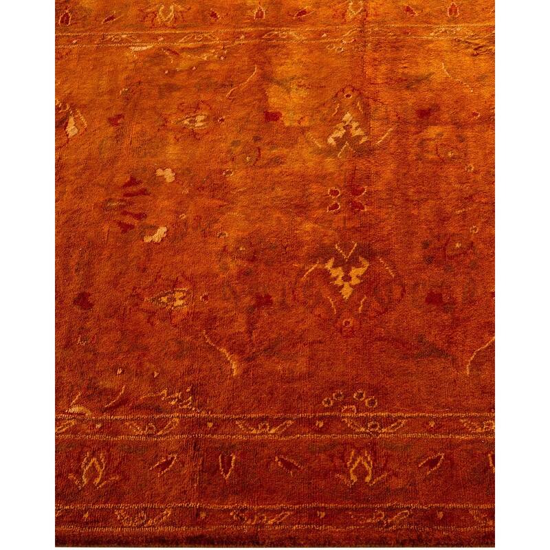 Overton Hand Knotted Wool Vintage Inspired Modern Contemporary Overdyed Gold Runner Rug - 2' 7" x 7' 2"