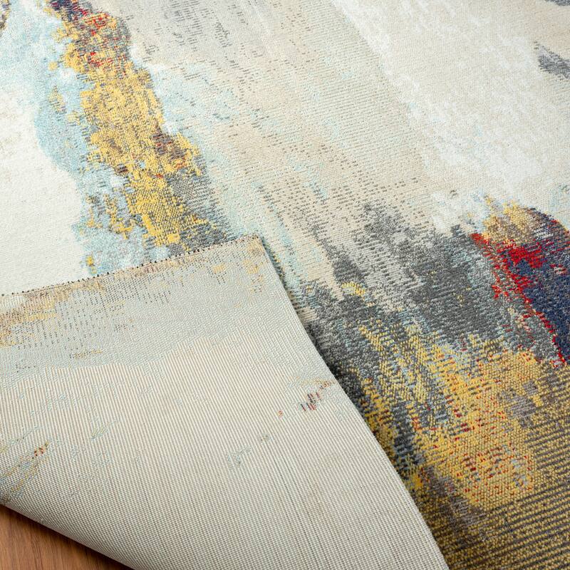 N Natori 24-Seven Outdoor/Indoor Multi/Sky Blue/Yellow Area Rug