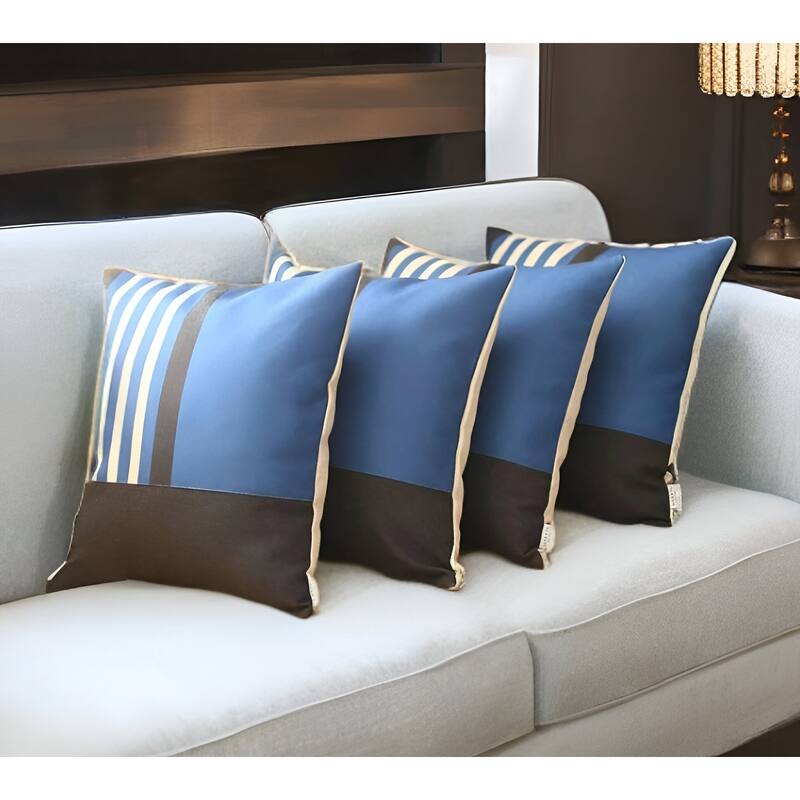 HomeRoots Set of Four 18" Yellow and Black Color Block Throw Pillow