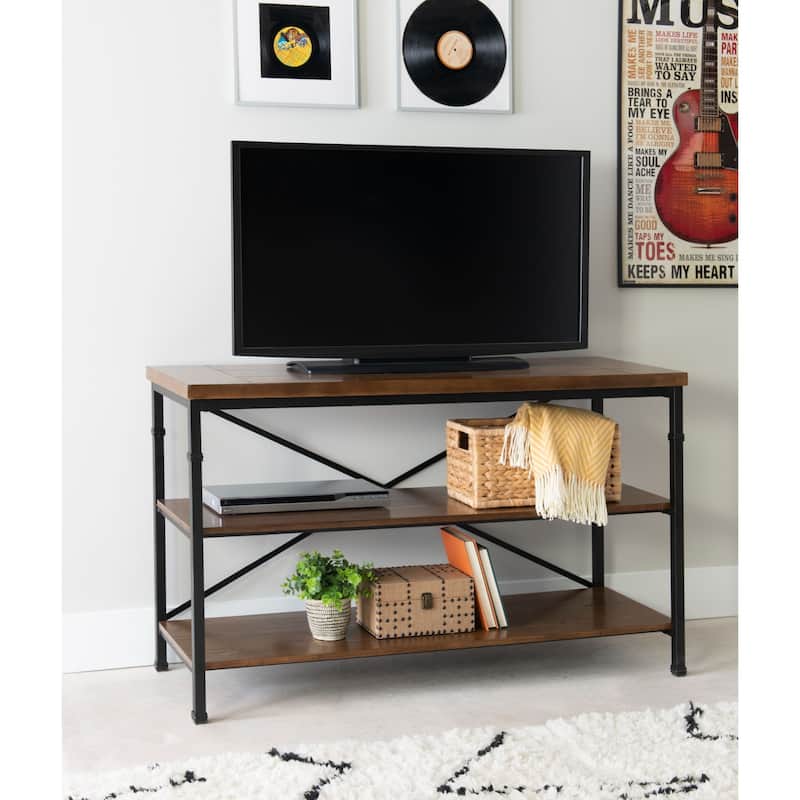 Powder Coated TV Stand With Shelves - 50" - Black
