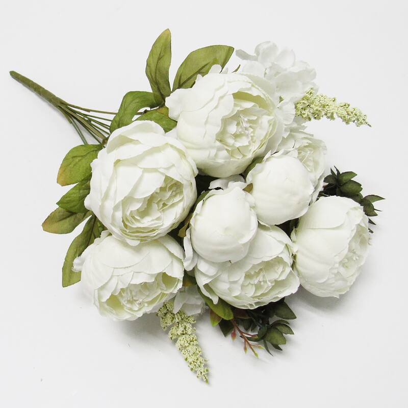 Artificial Mixed Peony Hydrangea Flower Stem Bush Bouquet 19in