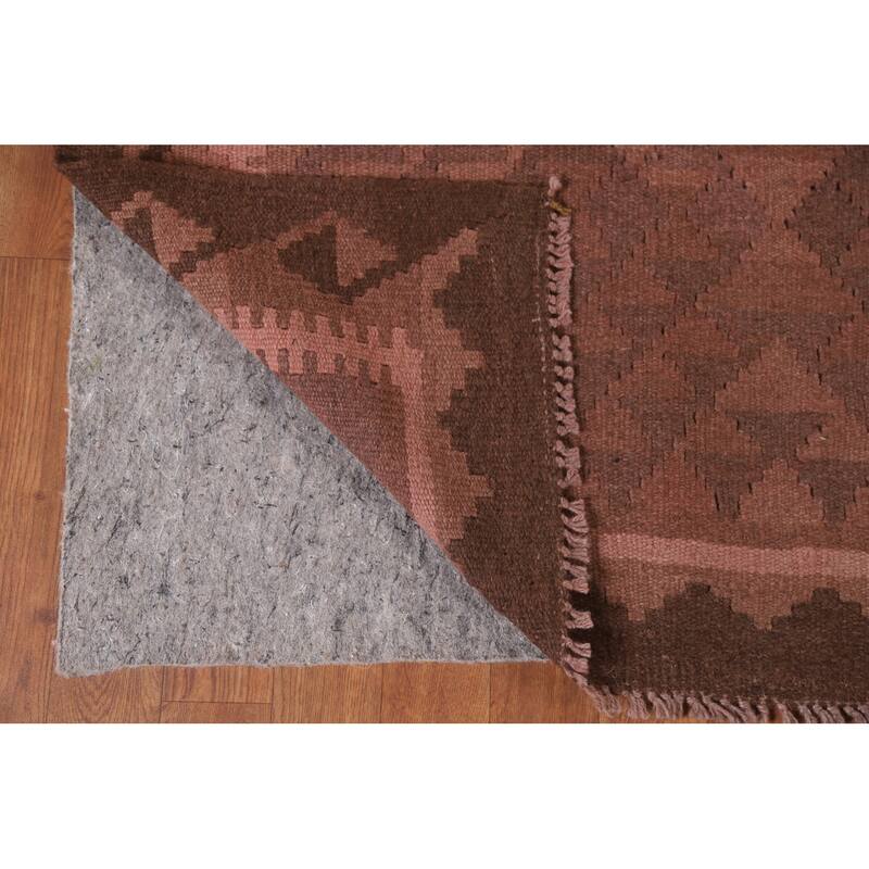 Hand Woven Oriental 100% Wool Carpet Southwestern Geometric Pink Kilim Area Rug - 9' 8'' X 6' 5''
