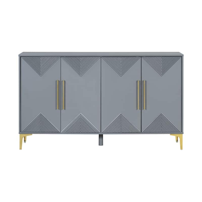 Wood 4-Door Cabinet with Metal Legs