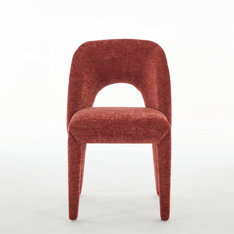 2-Piece Set, Rose Chenille Dining Chair, Simple Dining Chair with Hollow Back Design, for Dining Room and Kitchen