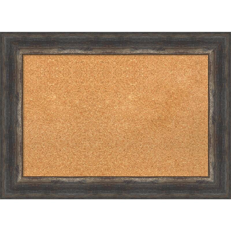 Bark Rustic Framed Cork Bulletin Memo Board - 29-Inch x 21-Inch - Bark Rustic Char