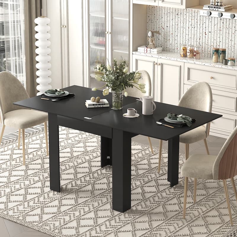 Mixoy Modern Multifunctional Expandable Tranformer Kitchen&Dining Room Table for 4-6,Table with movable flap