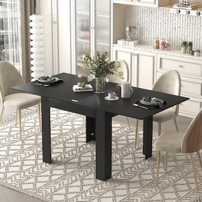 Mixoy Modern Multifunctional Expandable Tranformer Kitchen&Dining Room Table for 4-6,Table with movable flap