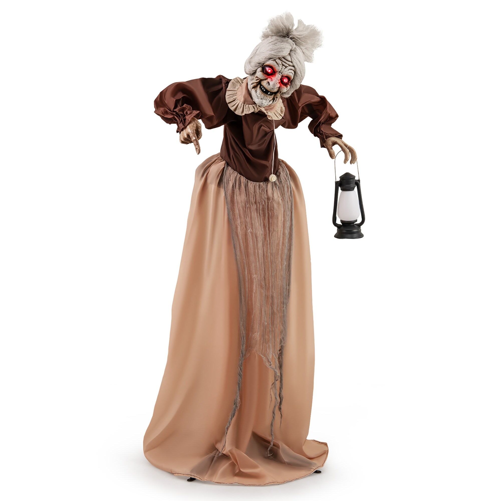 Gymax Halloween Animatronic Talking Zombie Maid in Lantern
