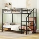 preview thumbnail 33 of 40, Metal Bunk Bed Frame with Lateral Storage Ladder & Wardrobe, Safety Guard Rails, Heavy-Duty Steel Frame Bunk Bed Black - Twin