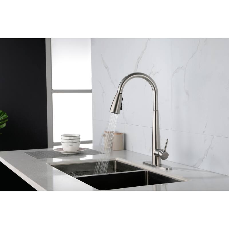 Single Handle Stainless Steel Kitchen Sink Faucet with Pull Down Sprayer