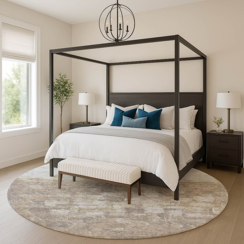 Premium Washable Super Soft Ombre Brushstrokes Mayfield Rug - Taupe - 8' x 8'