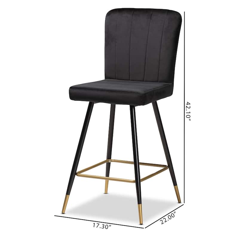 Preston Modern Luxe and Glam Velvet Upholstered Bar Stool (Set of 2)