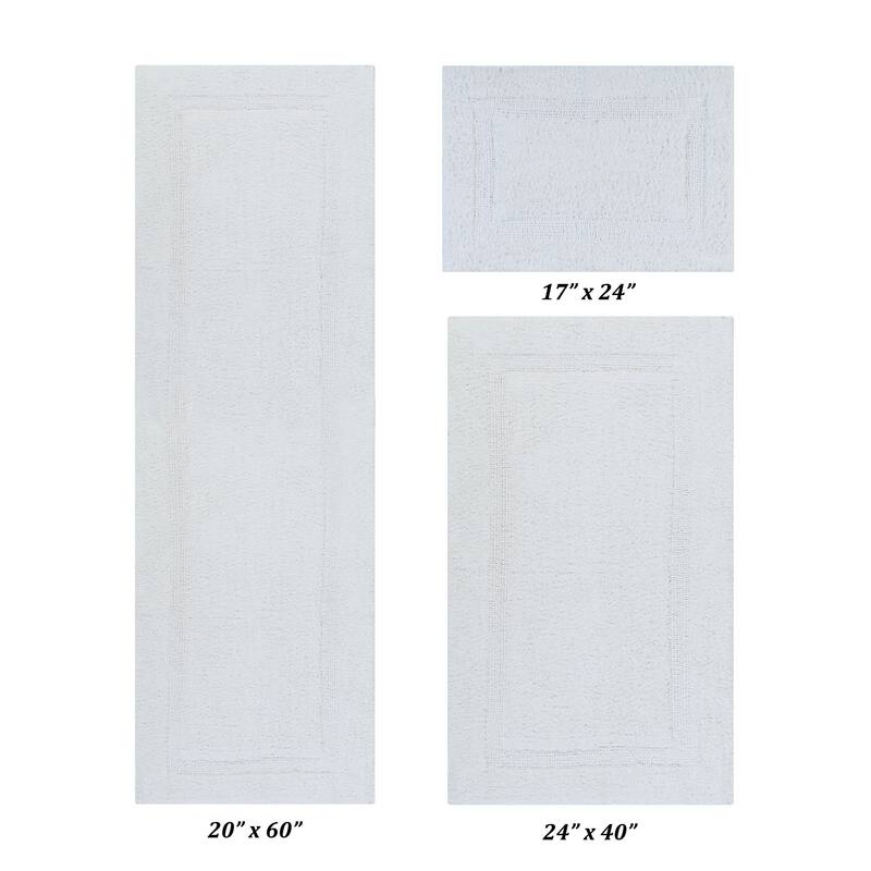 Better Trends Bath Rugs Set 100% Cotton Reversible Water Absorbent Bathroom Rug for Shower, Sink, Bath Mats - Lux Collection
