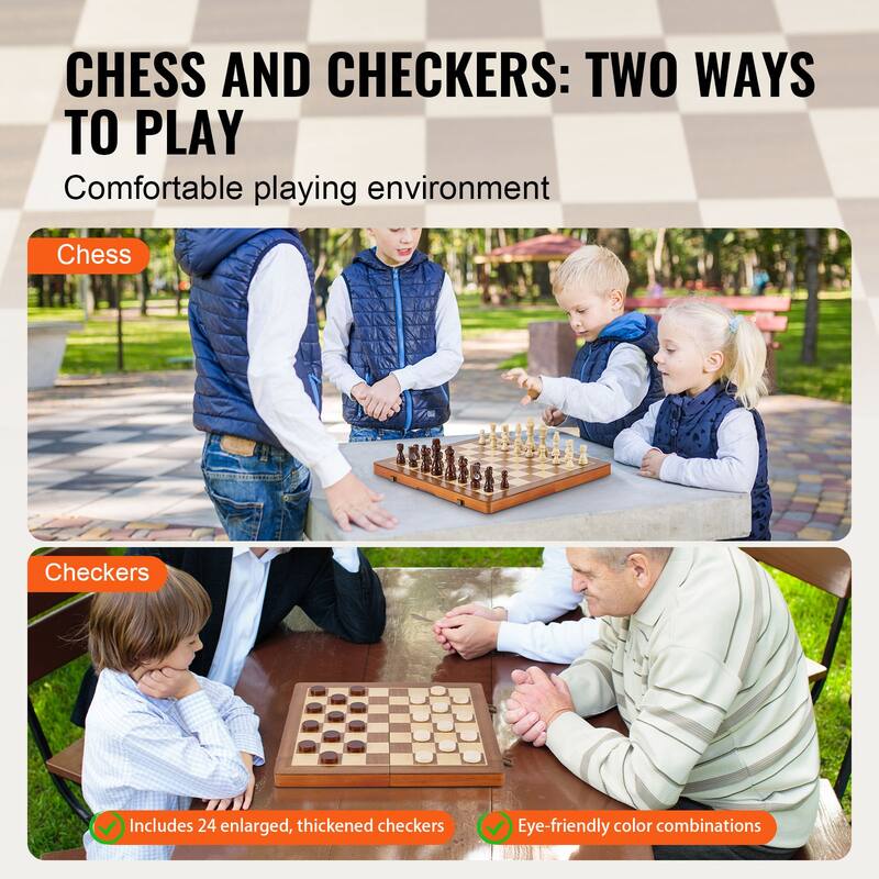 VEVOR Wood Chess Set Chess Checkers Game Set for Adults Kids Tournament Professional Beginner
