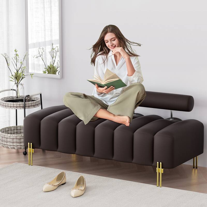 Ouyessir 52.2" Modern Channel Tufted Window Bench with Adjustable Back