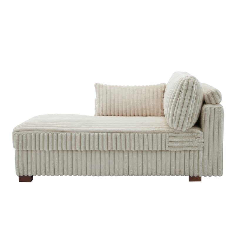 42" W Plush Corduroy Upholstered Chaise Lounge Sleeper for Living