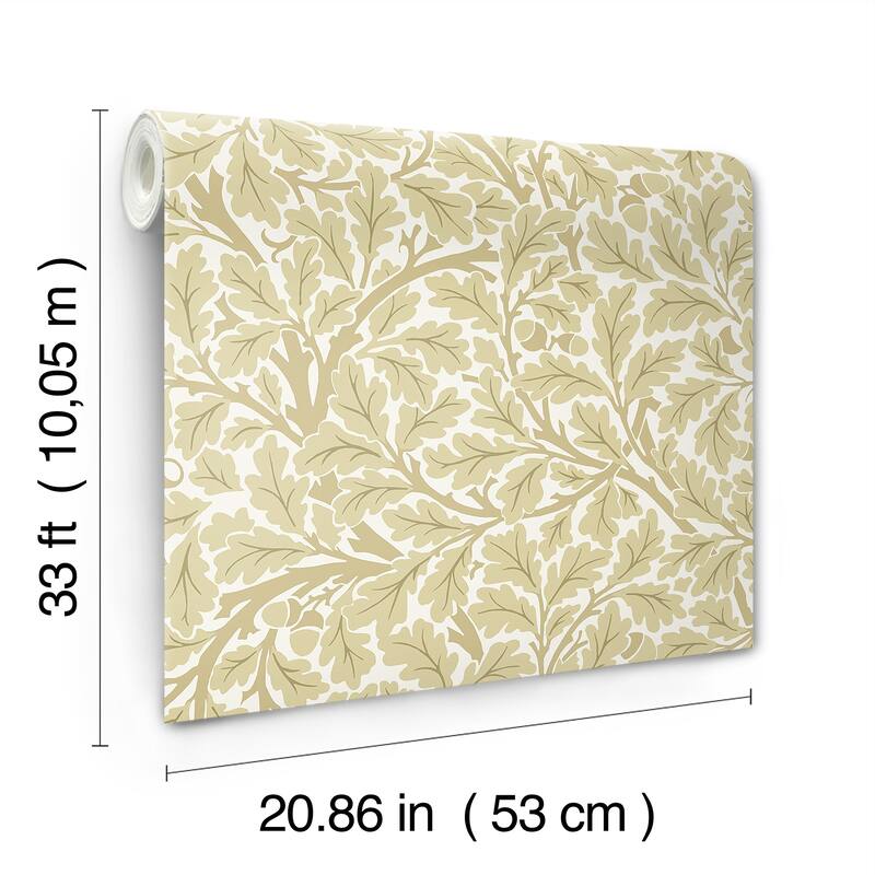 A-Street Prints Oak Tree Light Yellow Leaf Wallpaper