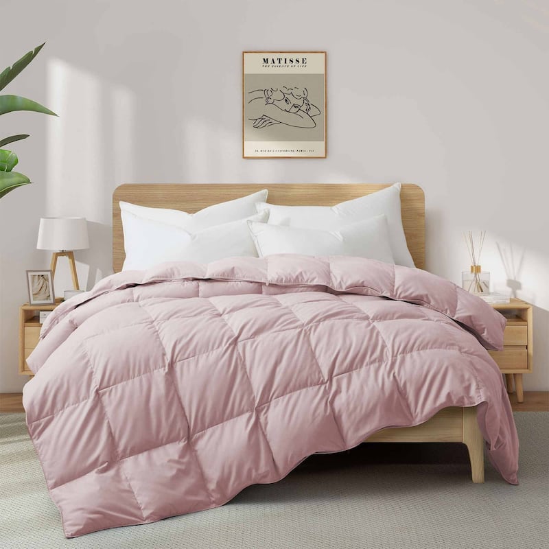 Lightweight Premium White Goose Down Comforter Duvet Insert for Summer - Twin - Lightweight Pink