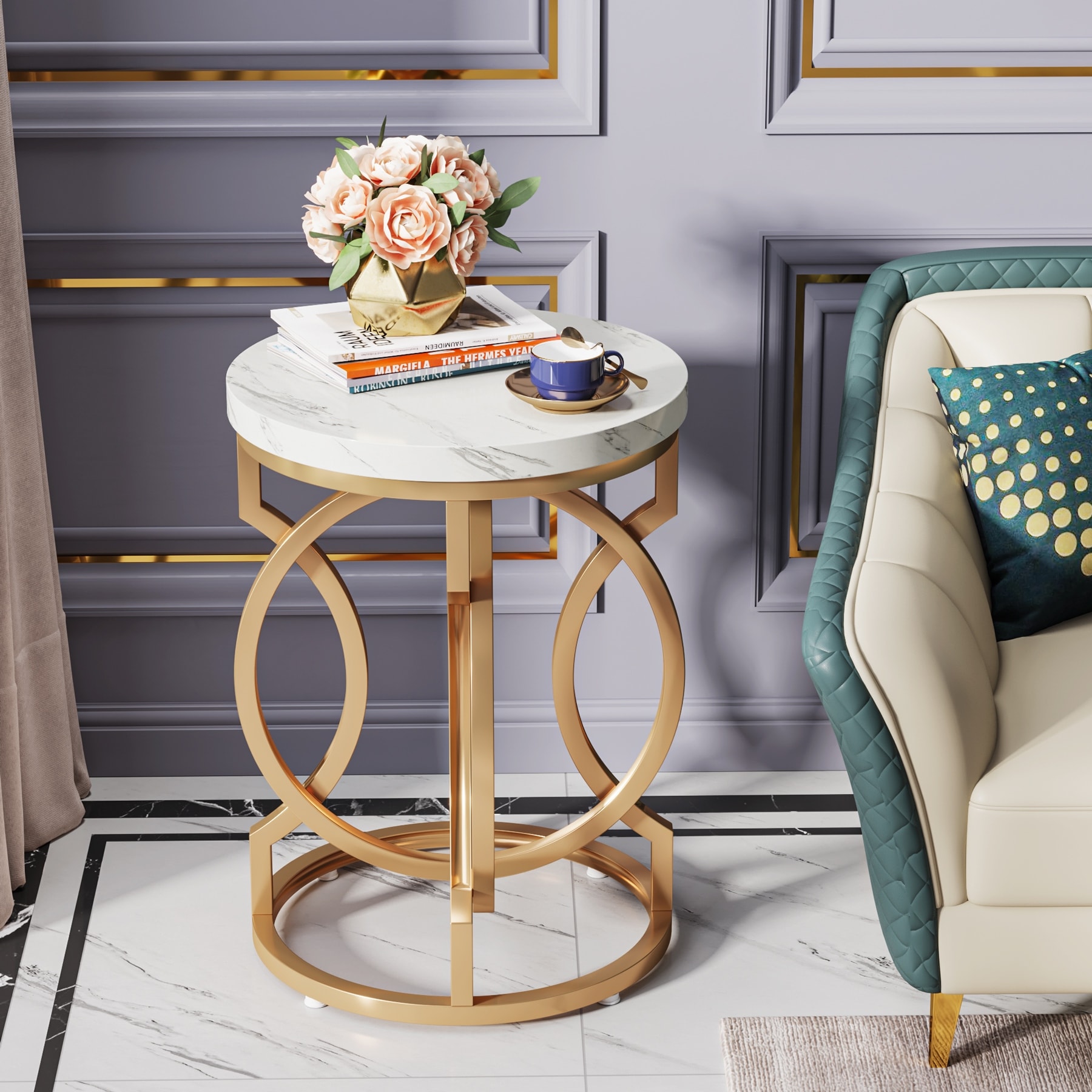 Ferrin Glam Marble Nesting Tables Set of 2 Bed Bath Beyond 34570356