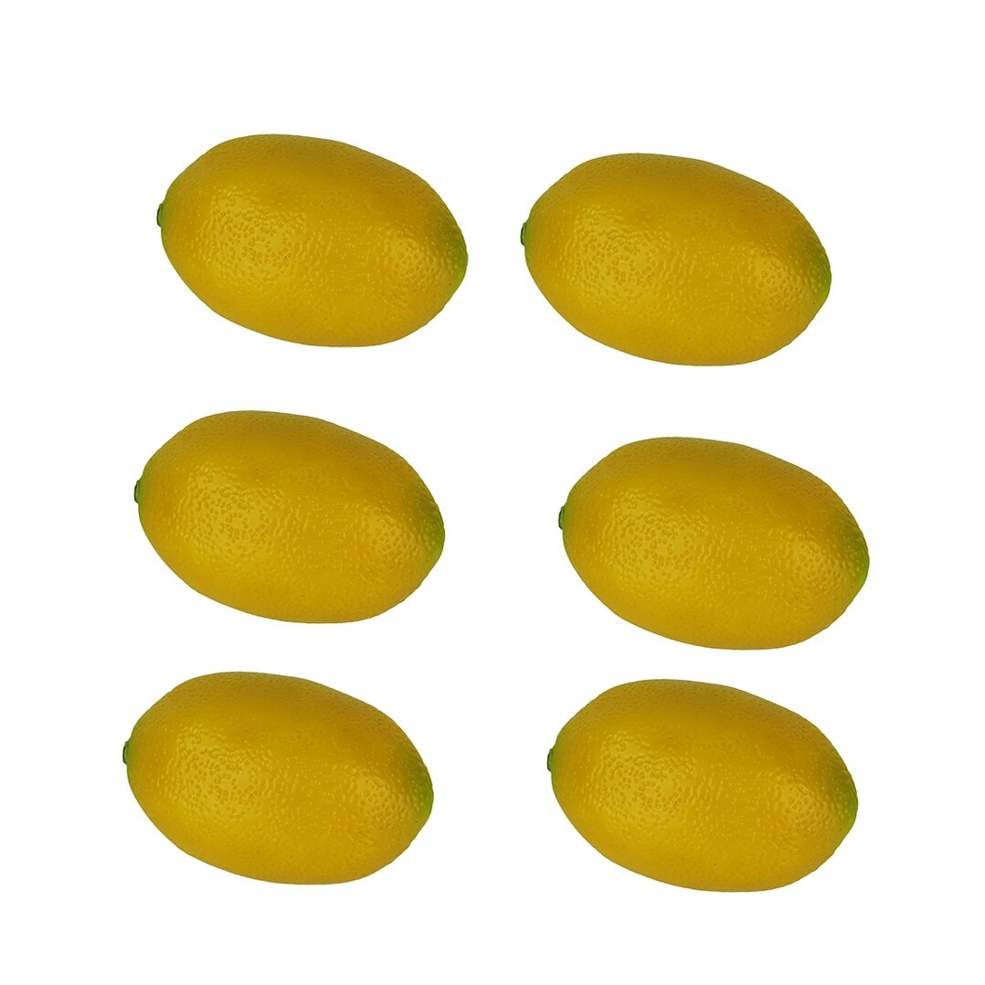 Shop 6 Piece Fake Fruit Weighted Artificial Lemons Kitchen Decor 3