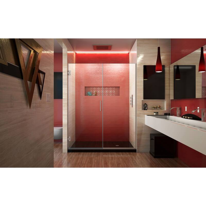 DreamLine Unidoor Plus 53-53 1/2 in. W x 72 in. H Frameless Hinged Shower Door - 53" - 53.5" W - 53" - 53.5" W