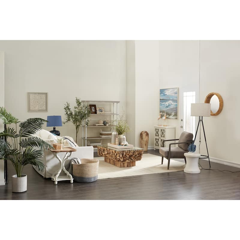 Wooden Accent Table with Brown Wood Top - White - Roche River Decor - 20"W x 20"L x 25"H
