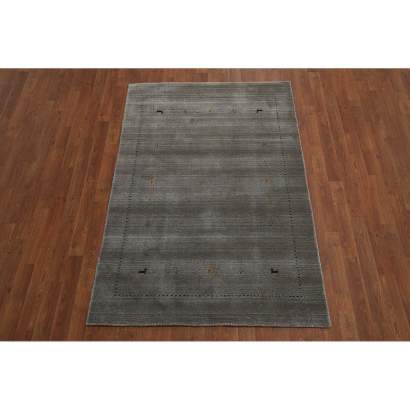 Tribal Gray Gabbeh Oriental Accent Rug Geometric Tribal Carpet - 5' 9'' X 3' 11''