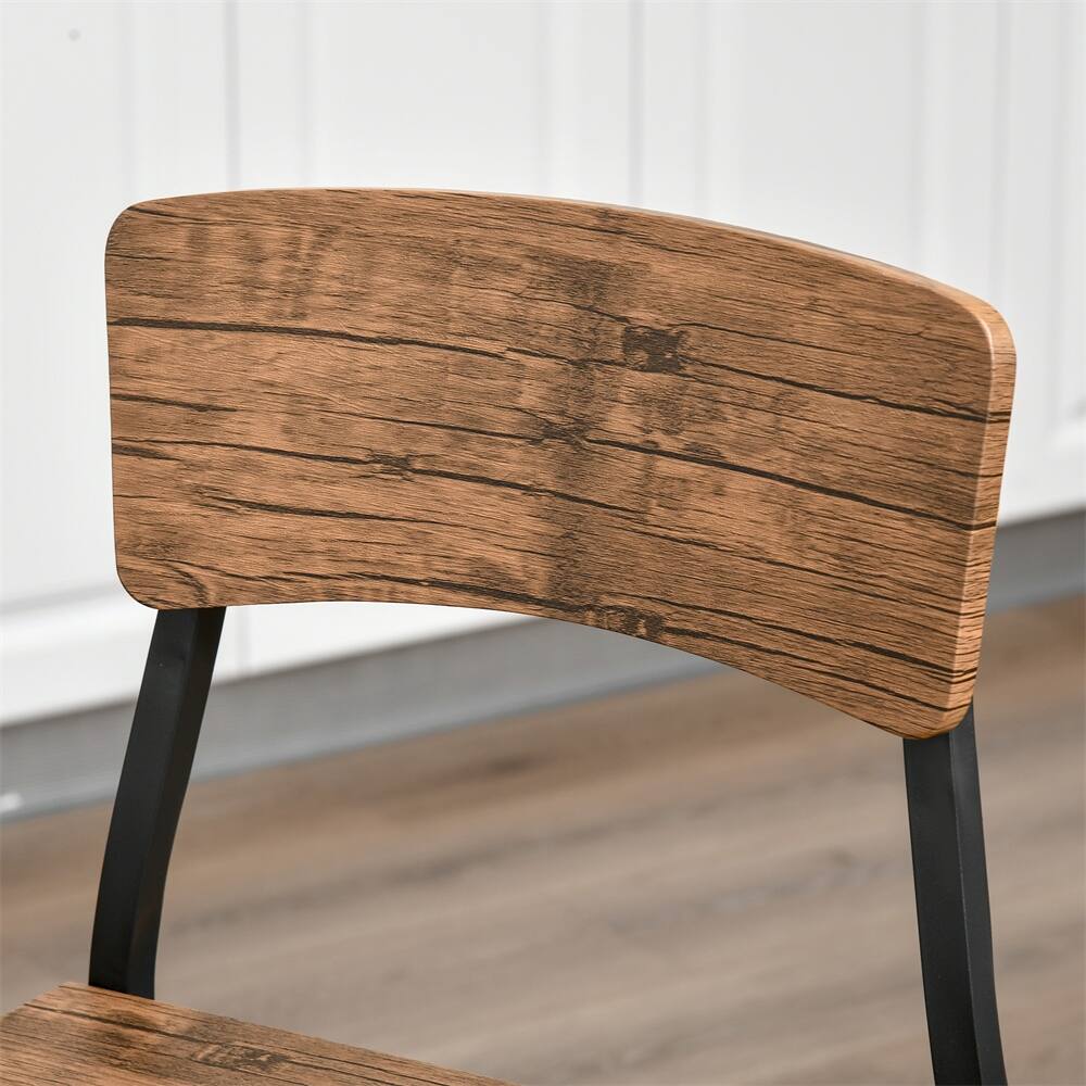 3 Piece Height Dining Bar Table & Chairs Set w/ Steel Legs & Footrests