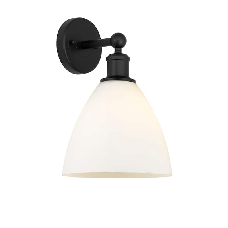 Innovations Lighting 616-1W-12-8 Bristol Sconce Bristol Glass 12" Tall - Matte Black / Matte White