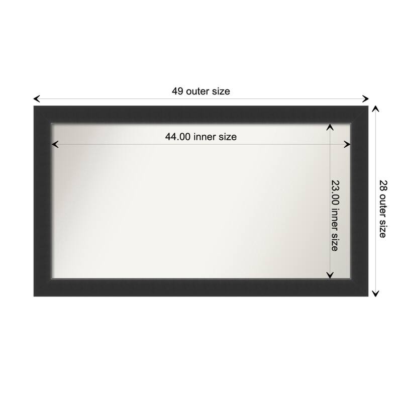 Corvino Black Framed Non-Beveled Custom Wall Mirror, Bathroom Vanity Mirror - Outer Size: 49 x 28