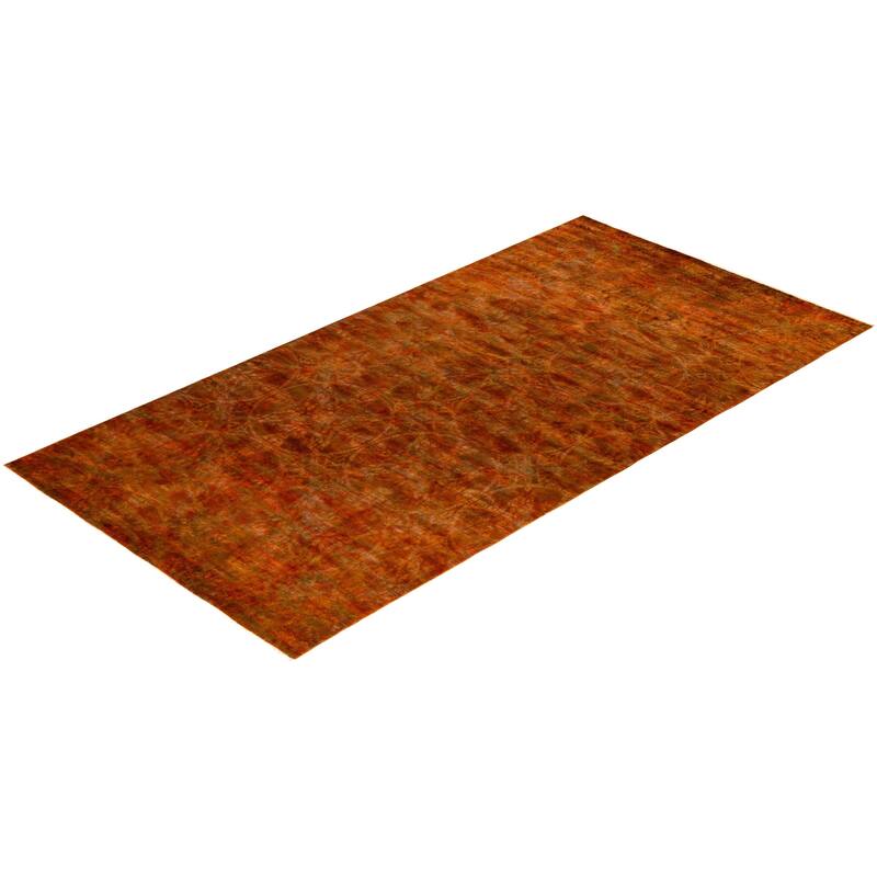 Overton Hand Knotted Wool Vintage Inspired Modern Contemporary Overdyed Orange Area Rug - 6' 1" x 12' 3"