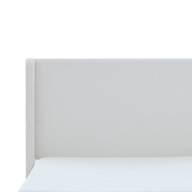 Upholstered King Bed with 54 Inch High Headboard, Cream White Boucle Fabric, Easy Assembly, No Box Spring Needed