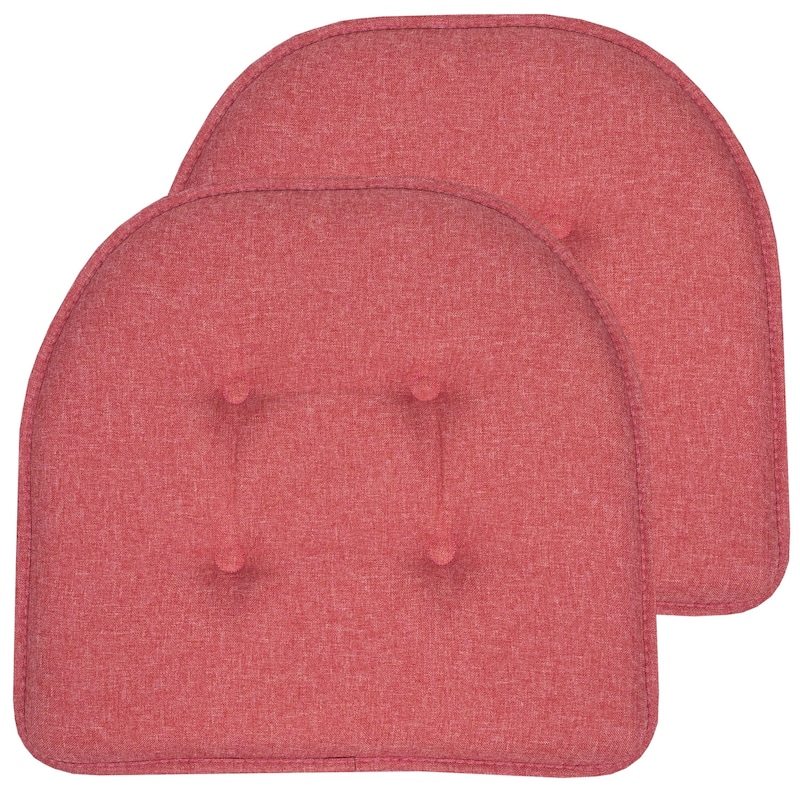 Sweet Home Collection Solid Color U-Shaped Memory Foam Chair Cushions - 16"x17" - Set of 2 - Peach