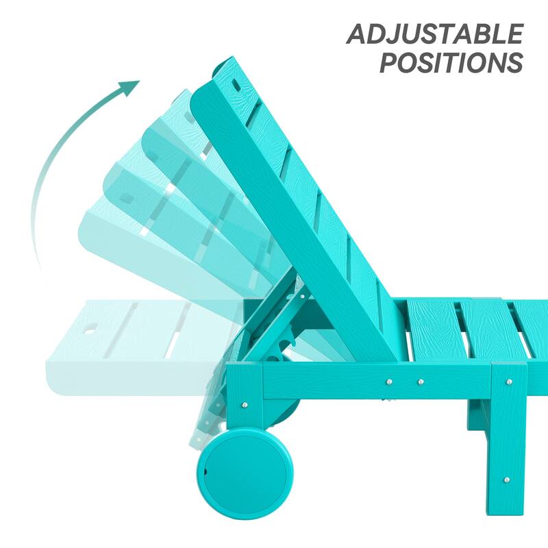 Set of 2 HDPS All Weather Outdoor Chaise Loung Chairs with Adjustable Backrest