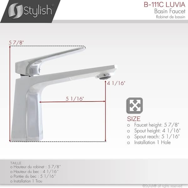 STYLISH Single Handle Bathroom Faucet - Faucet Height: 5 7/8" | Spout Height: 4 1/16"