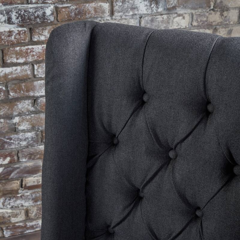 Wingback Upholstered Dining Chairs Set of 2, Fabric Side Dining Room Chairs with Tufted Button, Home Kitchen Wood Chairs