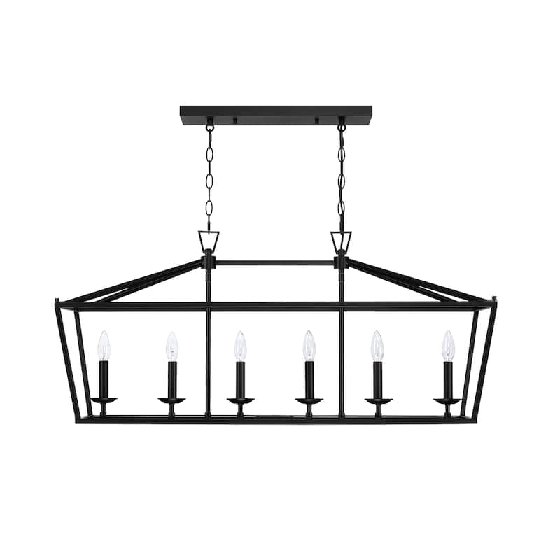 Hukuro 6-Light Matte Black Finish Modern Pendant Chandelier