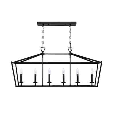 Hukuro 6-Light Matte Black Finish Modern Pendant Chandelier