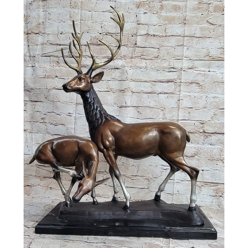 Bronze Sculpture Of Elk Reindeer Deer Stag Buck Fawn - Wildlife Decor Original Art