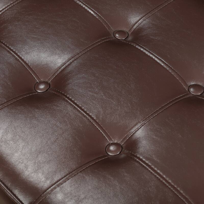 Adeco 40" Faux Leather Storage Ottoman Bench with Tufted Button - 40"X18.8"X16.5"