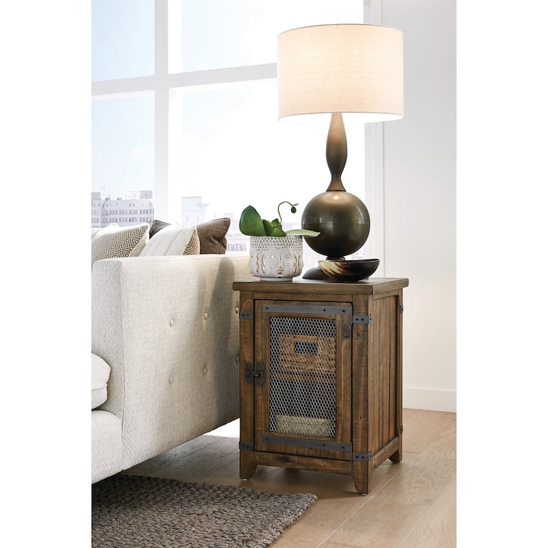 Magnussen Home Chesterfield Farmhouse Timber Chairside End Table - 19''W x 19''D x 26''H - 19''W x 19''D x 26''H - farmhouse timber - Wood