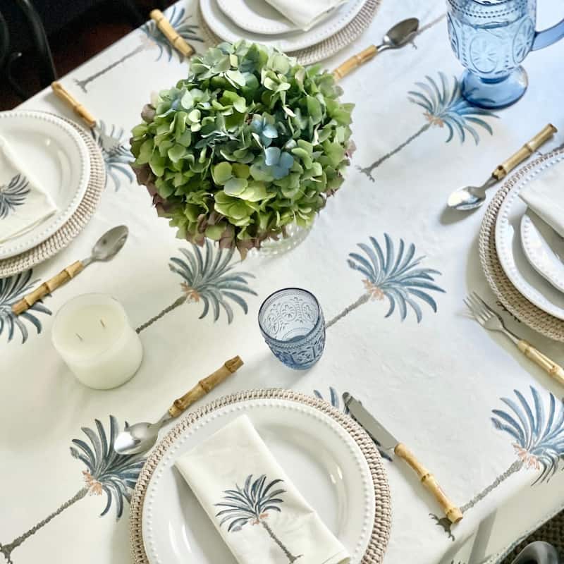 Square Tablecloth- Palm Tree Blue