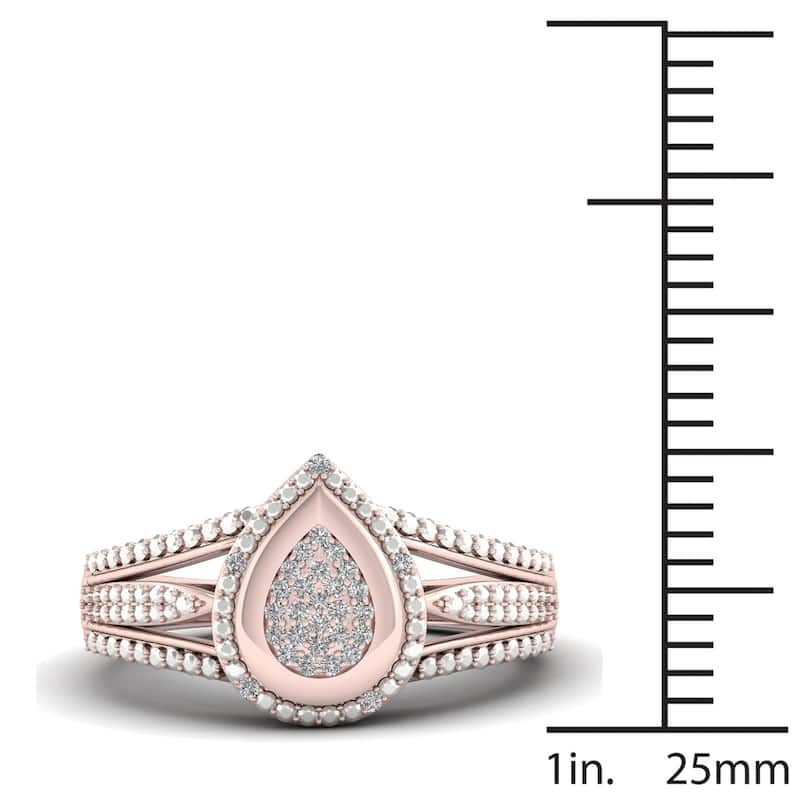 1/10ct TDW Diamond Pear Shape Engagement Ring in 10k Rose Gold for Women - Rose Gold
