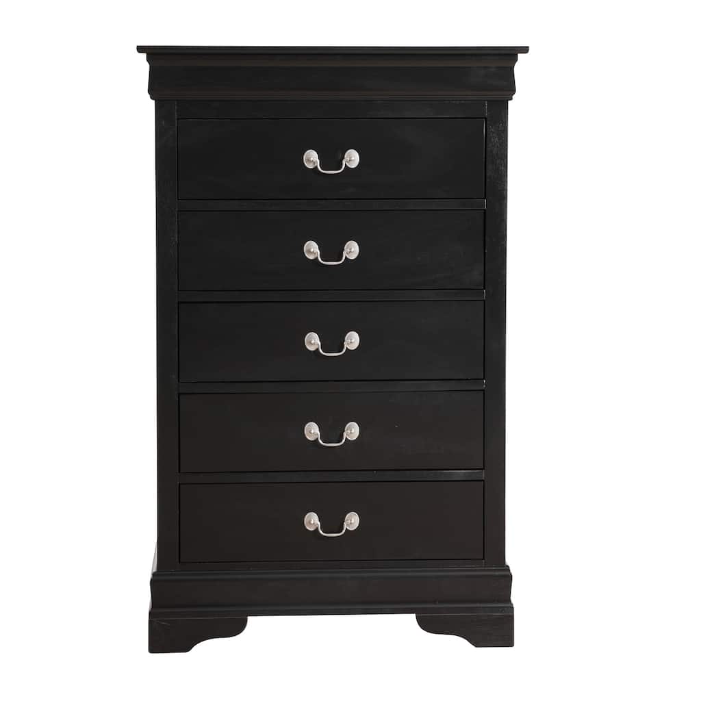Wooden Bedroom Chest with 5-Drawer - 48" - Black
