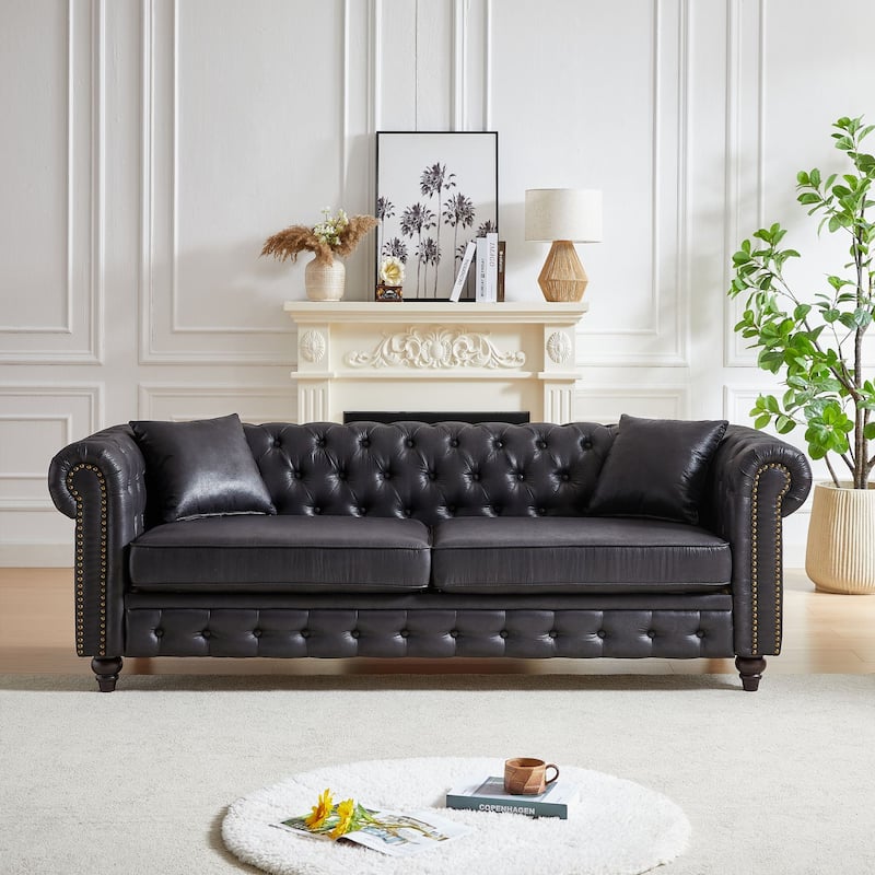 Chesterfield sofa - 85.5" - Black