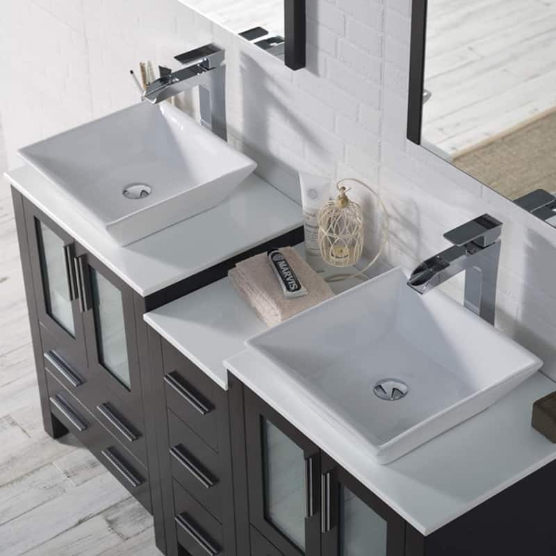 Blossom Sydney 60 Inch Double Sink Vanity with Side Cabinet & Mirrors