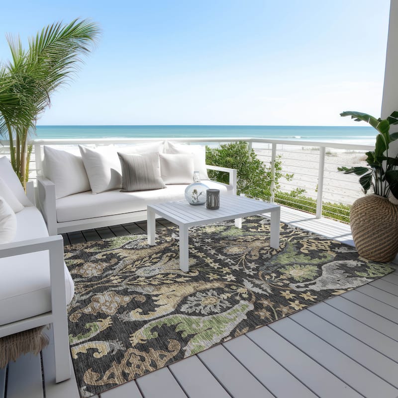 Machine Washable Indoor/ Outdoor Traditional Craftsman Chantille Rug