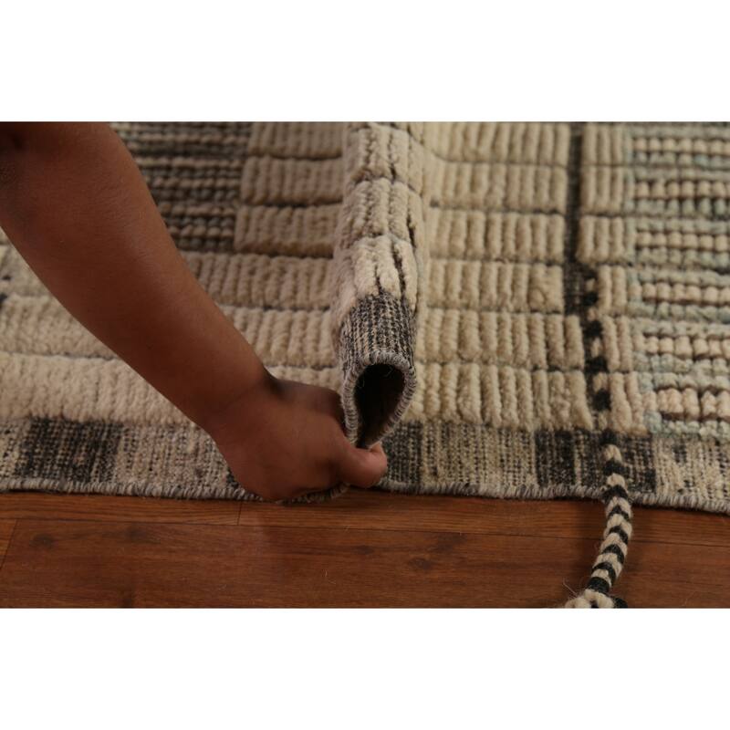 All-Over Striped Moroccan Large Area Rug Handmade Wool Carpet - 11'8"x 15'8"