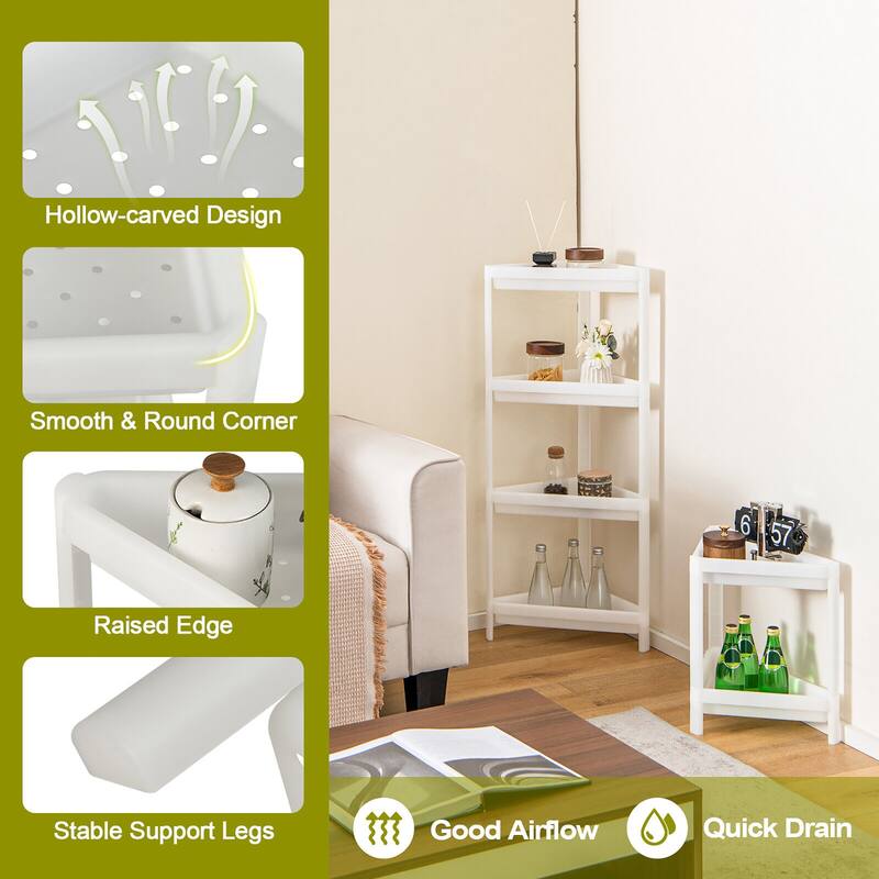 Gymax 2PCS 3 Tier Detachable Floor Corner Shower Shelf Counter Corner